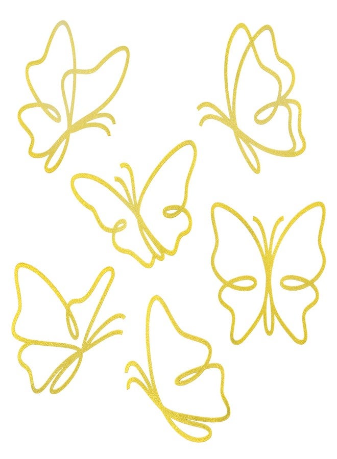 Bnesi 6 Pieces Linear Metal Butterfly Wall Art, Gold wall art for Living Room, Bedroom, Kitchen, Modern Wall Decor for Indoor Outdoor Wedding Birthday Party (Gold-style1) - Image 1